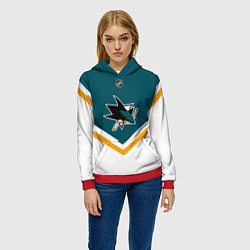 Толстовка-худи женская NHL: San Jose Sharks, цвет: 3D-красный — фото 2
