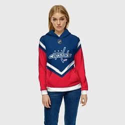 Толстовка-худи женская NHL: Washington Capitals, цвет: 3D-белый — фото 2
