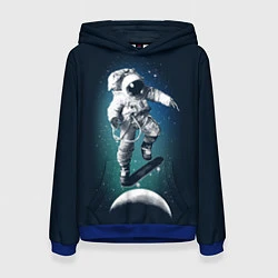 Толстовка-худи женская Космический скейтбординг, цвет: 3D-синий
