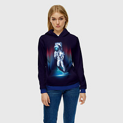 Толстовка-худи женская Космический скейтбордист, цвет: 3D-синий — фото 2
