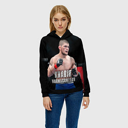 Толстовка-худи женская Хабиб Нурмагомедов, цвет: 3D-черный — фото 2