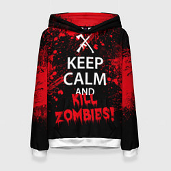 Толстовка-худи женская Keep Calm & Kill Zombies, цвет: 3D-белый