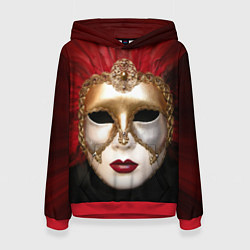 Толстовка-худи женская Венецианская маска, цвет: 3D-красный