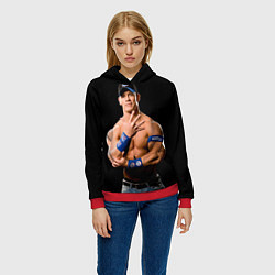 Толстовка-худи женская Джон Сина борец, цвет: 3D-красный — фото 2