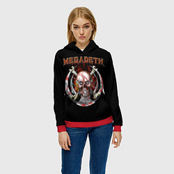 Толстовка-худи женская Megadeth: Skull in chains, цвет: 3D-красный — фото 2