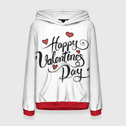 Толстовка-худи женская Happy Valentines Day, цвет: 3D-красный