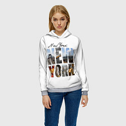 Толстовка-худи женская Панорамы Нью Йорка, цвет: 3D-меланж — фото 2