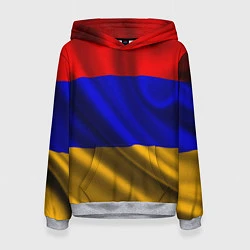 Толстовка-худи женская Флаг Армения, цвет: 3D-меланж