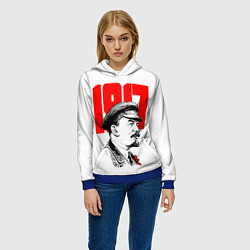 Толстовка-худи женская Ленин 1917, цвет: 3D-синий — фото 2