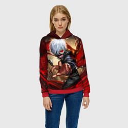 Толстовка-худи женская Blood, цвет: 3D-красный — фото 2