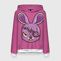 Толстовка-худи женская Зайчик-пират, цвет: 3D-белый