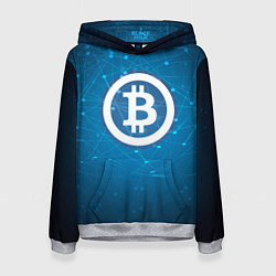 Толстовка-худи женская Bitcoin Blue, цвет: 3D-меланж