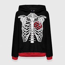 Толстовка-худи женская Кукрыниксы: Скелет, цвет: 3D-красный