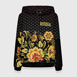 Толстовка-худи женская Russia: black edition, цвет: 3D-черный