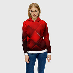 Толстовка-худи женская Red squares, цвет: 3D-белый — фото 2