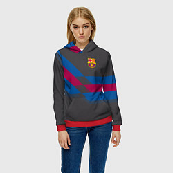 Толстовка-худи женская Barcelona FC: Dark style, цвет: 3D-красный — фото 2