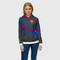 Толстовка-худи женская Barcelona FC: Dark style, цвет: 3D-белый — фото 2