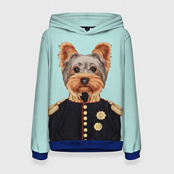 Толстовка-худи женская Йоркширский терьер адмирал, цвет: 3D-синий