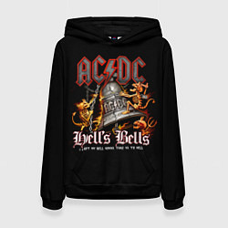 Толстовка-худи женская AC DC - bell with devils, цвет: 3D-черный