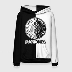Толстовка-худи женская Ramones B&W, цвет: 3D-черный