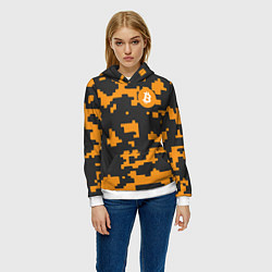 Толстовка-худи женская Bitcoin: Orange Camo, цвет: 3D-белый — фото 2