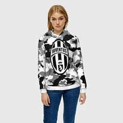 Толстовка-худи женская FC Juventus: Camouflage, цвет: 3D-белый — фото 2