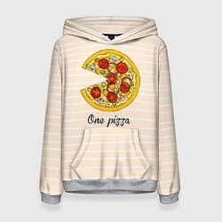 Толстовка-худи женская One Love - One pizza, цвет: 3D-меланж