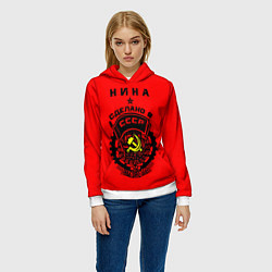 Толстовка-худи женская Нина: сделано в СССР, цвет: 3D-белый — фото 2