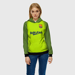 Толстовка-худи женская FC Barcelona: Home 18/19, цвет: 3D-черный — фото 2