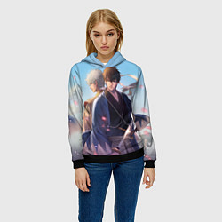 Толстовка-худи женская Gintama, цвет: 3D-черный — фото 2