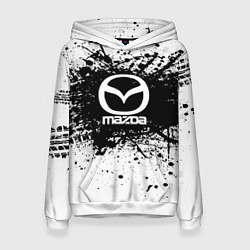 Толстовка-худи женская Mazda: Black Spray, цвет: 3D-белый