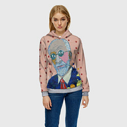 Толстовка-худи женская Зигмунд Фрейд, цвет: 3D-меланж — фото 2