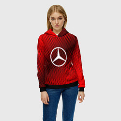 Толстовка-худи женская Mercedes: Red Carbon, цвет: 3D-черный — фото 2