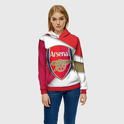 Толстовка-худи женская FC Arsenal, цвет: 3D-красный — фото 2