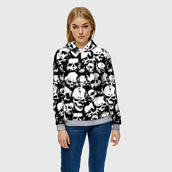 Толстовка-худи женская Черепа ужаса, цвет: 3D-меланж — фото 2