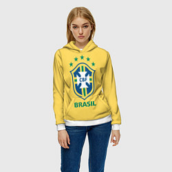 Толстовка-худи женская Brazil Team, цвет: 3D-белый — фото 2