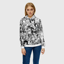 Толстовка-худи женская AHEGAO, цвет: 3D-белый — фото 2