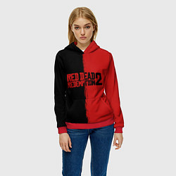 Толстовка-худи женская RDD 2: Black & Red, цвет: 3D-красный — фото 2