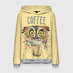 Толстовка-худи женская Owls like coffee, цвет: 3D-меланж