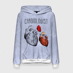 Толстовка-худи женская Cardiologist, цвет: 3D-белый