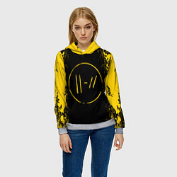 Толстовка-худи женская 21 Pilots: Yellow & Black, цвет: 3D-меланж — фото 2