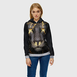 Толстовка-худи женская Лев с молнией, цвет: 3D-меланж — фото 2