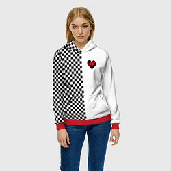 Толстовка-худи женская ФРЕНДЗОНА: Шахматы, цвет: 3D-красный — фото 2