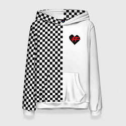 Толстовка-худи женская ФРЕНДЗОНА: Шахматы, цвет: 3D-белый