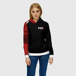 Толстовка-худи женская MASS EFFECT N7, цвет: 3D-белый — фото 2
