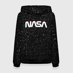 Толстовка-худи женская NASA: Space Glitch, цвет: 3D-черный