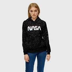 Толстовка-худи женская NASA: Space Glitch, цвет: 3D-черный — фото 2