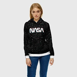 Толстовка-худи женская NASA: Space Glitch, цвет: 3D-белый — фото 2