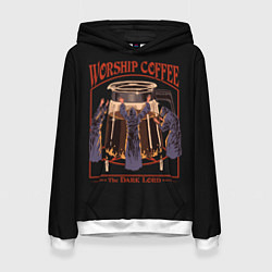 Толстовка-худи женская Worship Coffee, цвет: 3D-белый