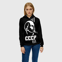Толстовка-худи женская СССР Ленин, цвет: 3D-черный — фото 2